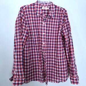 NWOT Vineyard Vines Lightweight Cotton Red Plaid Button Down Blouse Size 16